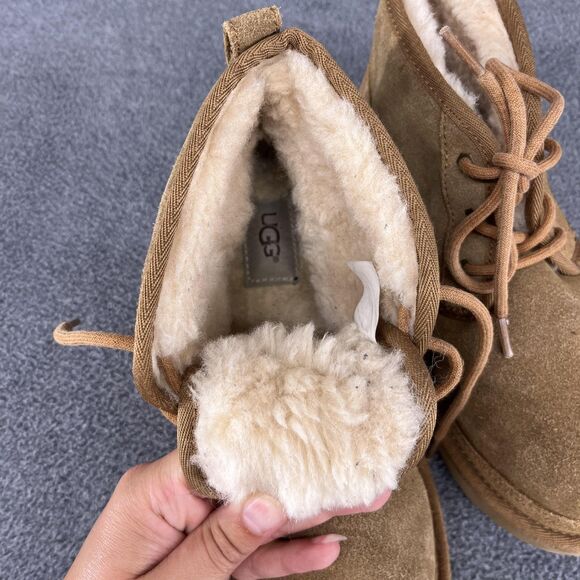 UGG Neumel Boots Womens Size 5 Suede Sheepskin Lace Up Warm Shoes - Picture 11 of 13